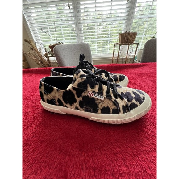 Superga Women Leopard Print Canvas Low Top Sneakers Comfort Shoes Sz 6.5 - Picture 1 of 11